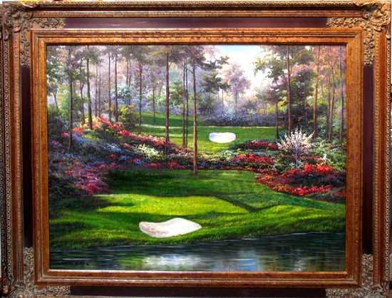 AUGUSTA MORNING GOLF PAINTING ON CANVAS FRAMED
