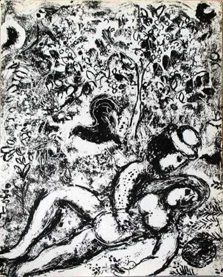 MARC CHAGALL LOVERS BLACK & WHITE ORIGINAL LITH