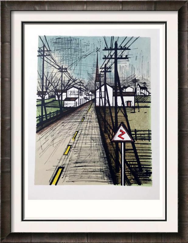 Bernard Buffet The Road Full Color Print, Executed in: Artist Name: Bernard Buffet | Title of Art: Plate Thirty Two The Road | Medium: Full Color Print, Executed in November 1967 on press of Fernand Moulet, Paris, France printed on velin Acropole by Papet
