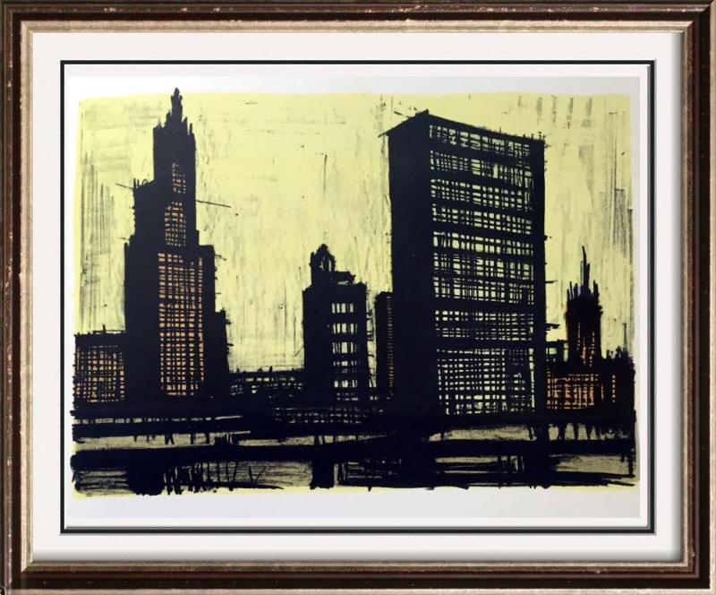Bernard Buffet New York IX Full Color Print, Executed: Artist Name: Bernard Buffet | Title of Art: Plate Sixty One New York IX | Medium: Full Color Print, Executed in November 1967 on press of Fernand Moulet, Paris, France printed on velin Acropole by Pap