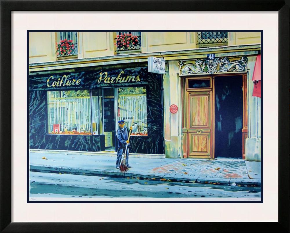 Paris Street Cleaner Landscape Colorful Signed Ltd Ed: Joe Correale | Title Of Art: Paris Street Sweeper | Medium: Hand Signed By The Artist Serigraph On Paper | Edition Size: Of 300 | Unframed Size: 33X26 Inches | Framed Size: Unframed | Value: $ 600