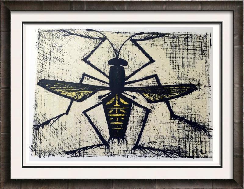Bernard Buffet Bee Full Color Print, Executed in: Artist Name: Bernard Buffet | Title of Art: Plate Fifty Bee | Medium: Full Color Print, Executed in November 1967 on press of Fernand Moulet, Paris, France printed on velin Acropole by Papeteries de R