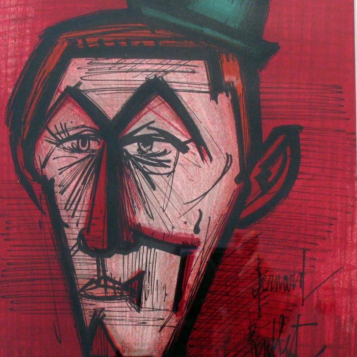 Buffet Clown Original Colored Lithograph Signed Sale: Bernard Buffet | Title Of Art: Red Clown | Medium: Plate Signed By The Artist Lithograph On Paper | Edition Size: | Unframed Size: 12 X 9 Inches | Framed Size: Unframed | Value: $ 200