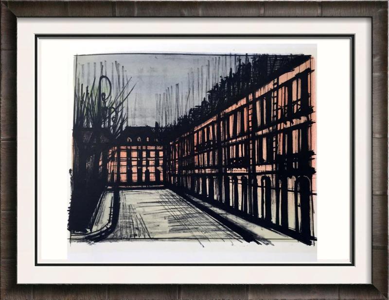 Bernard Buffet Paris La Place des Vosges Full Color: Artist Name: Bernard Buffet | Title of Art: Plate Thirty Four Paris La Place des Vosges | Medium: Full Color Print, Executed in November 1967 on press of Fernand Moulet, Paris, France printed on velin