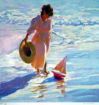 DAN MCCAW BEHRENS STYLE BEACH SCENE COLORFUL LT: Artist: DAN MCCAWTitle of Art: LORIMedium: LIMITED EDITION SERIGRAPH ON PAPEREdition Size: of 20Art Size: 34x32Framed Size: Unframed