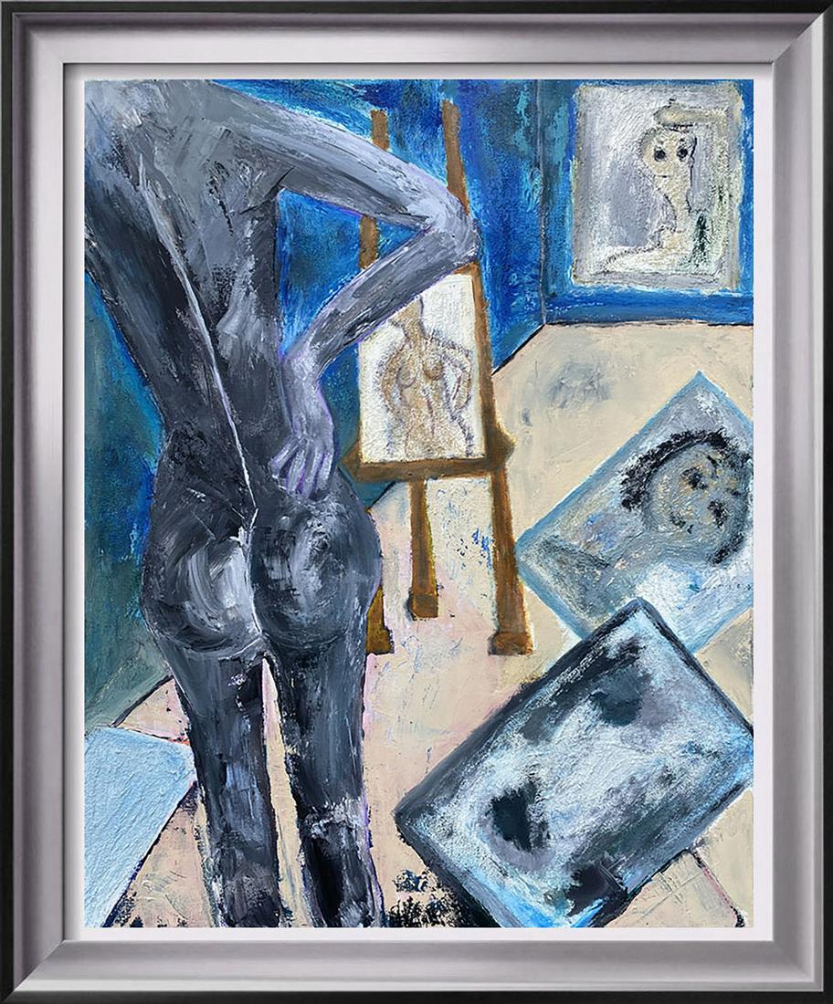 Janet Swahn Nude Self Portrait Mixed Media: Janet Swahn Nude Self Portrait 28" x 22" and 1.5"museum stretched, Original Mixed Media on Canvas. Janet Swahn was born in New Orleans in early 1960's. Her family has a lineage of artistic talent. Fro