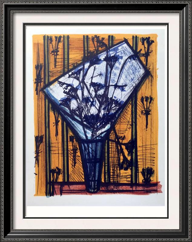 Bernard Buffet Flowers Full Color Print, Executed in: Artist Name: Bernard Buffet | Title of Art: Plate Four Flowers | Medium: Full Color Print, Executed in November 1967 on press of Fernand Moulet, Paris, France printed on velin Acropole by Papeteries d