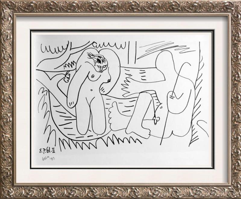 Pablo Picasso Double Sided Black & White Print # 60285: Pablo Picasso | Title of Art: Double Sided Black & White Print # 60285 & 60287 | Medium: Fine Art Book Plate, Published 1963 Editions Cercle d'Art, Paris. Reproductions printed in France | Edition #: