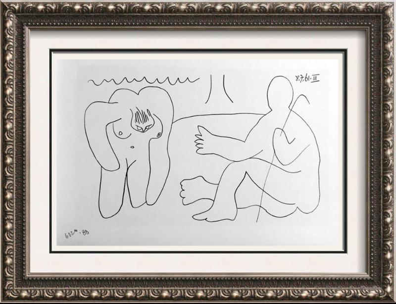 Pablo Picasso Double Sided Black & White Print # 60286: Pablo Picasso | Title of Art: Double Sided Black & White Print # 60286 & 60288 | Medium: Fine Art Book Plate, Published 1963 Editions Cercle d'Art, Paris. Reproductions printed in France | Edition #: