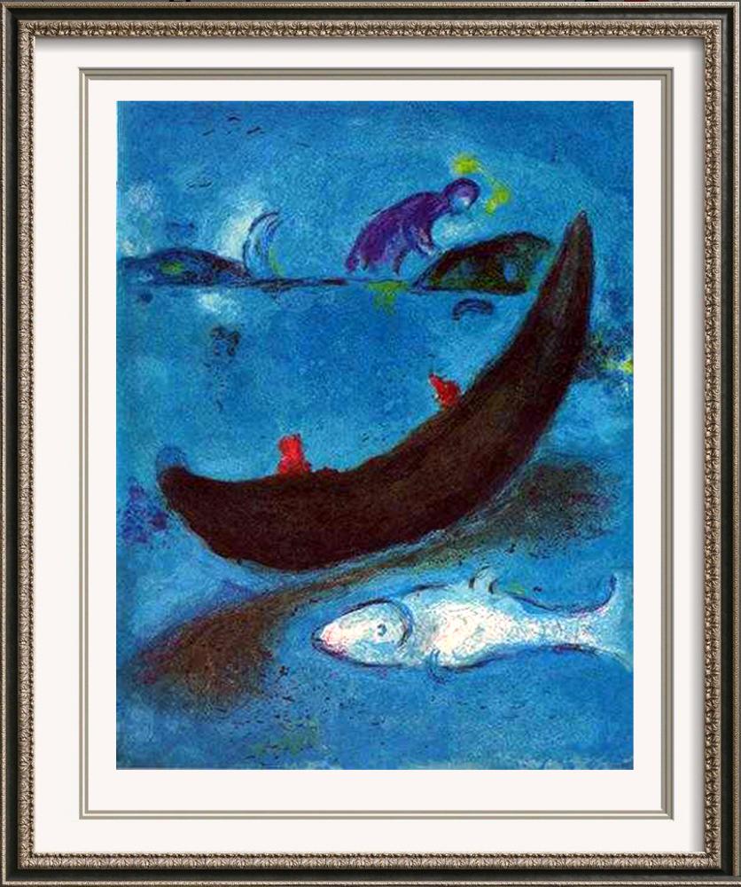 BIBLICAL MARC CHAGALL JONAH & THE WHALE ORIGINAL: MARC CHAGALL | Title of Art: JONAH | Medium: UNSIGNED ORIGINAL COLORED LITHOGRAPH ON ARCHES PAPER | Edition Size: | Art Size: 13x10 Framed Size: Unframed | Value: $ 750