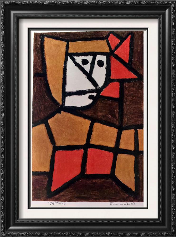 Paul Klee Woman in Native Costume c.1940 Fine Art Print: Artist Name: Paul Klee | Title of Art: (Plate Fifteen) Woman in Native Costume c.1940 | Medium: Fine Art Print from Museum Artist | Unsigned & Unnumbered | Art Size: Approx 9 x 7 | Offered Unframed. F