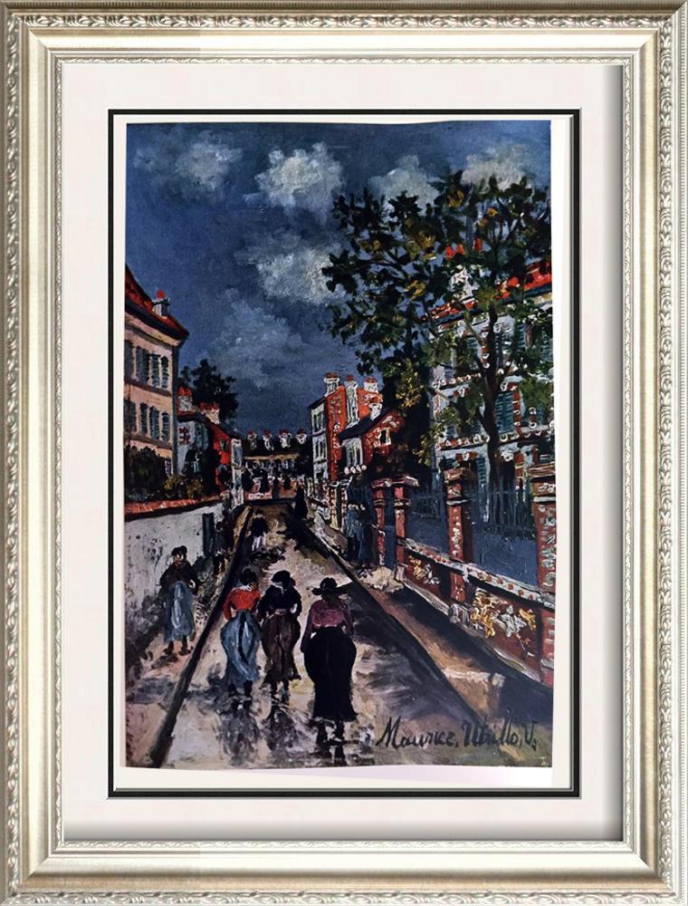 Maurice Utrillo Street Scene c.1925 Fine Art Print: Artist Name: Maurice Utrillo | Title of Art: (Plate Fourteen) Street Scene c.1925 | Medium: Fine Art Print from Museum Artist | Signed in Plate & Unnumbered | Art Size: Approx 8 x 10 | Offered Unframe