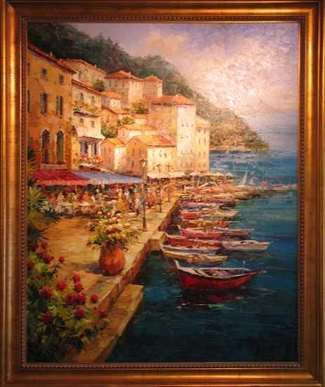 HUGE ORIGINAL FRAMED BELLAGIO PAINTING COLORFUL
