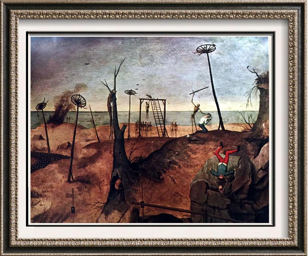 Pieter Bruegel Detail of The Triumph of Death (upper: Artist Name: Pieter Bruegel | Title of Art: (Plate Four) Detail of The Triumph of Death (upper right corner) c.1560 | Medium: Fine Art Print from Museum Artist | Unsigned & Unnumbered | Art Size: Appr