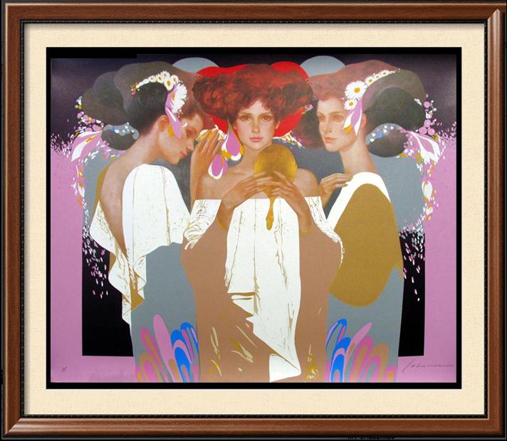 Felix Mas Gold Mirror Limited Edition Art Deco Earth: Felix Mas | Title Of Art: Gold Mirror | Medium: Hand Signed By The Artist Serigraph On Paper | Edition Size: Of 200 | Unframed Size: 31x36 Inches | Framed Size: Unframed | Value: $ 1500