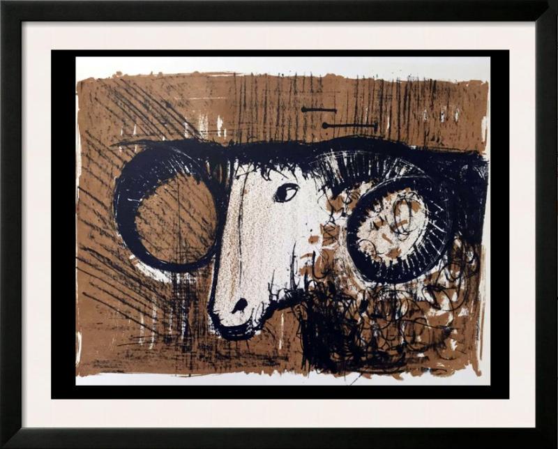 Bernard Buffet The Ram Full Color Print, Executed in: Artist Name: Bernard Buffet | Title of Art: Plate Twenty Six The Ram | Medium: Full Color Print, Executed in November 1967 on press of Fernand Moulet, Paris, France printed on velin Acropole by Papete