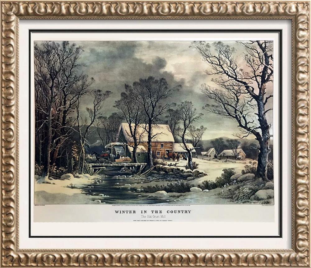 Roy King c.1987 Winter In The Country The Old Grist: Roy King | Title of Art: c.1987 Winter In The Country The Old Grist Mill Rural Industrialist | Medium: Colored Lithographic Fine Art Print | Edition #: N/A | Unframed Size: 12x16 | Framed Size: Offere