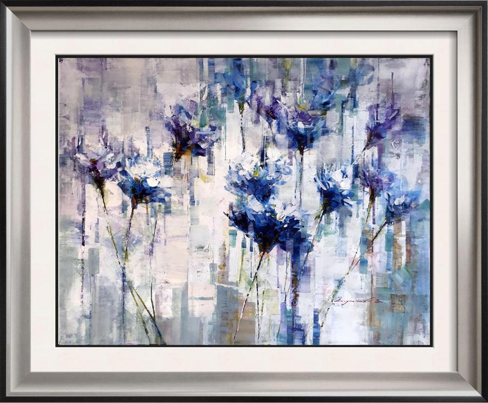 Floral Abstract Jewel Tone Signed Original Art: Artist: Lynn Ginzburg | Title: Geometric Floal | Medium: Signed Original Acrylic Painting on Canvas | Unframed Size: 30x40 | Retail Value: $1500 | Condition: New | Offered Unframed. If shown Framed, i