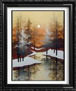 Winter Scenic Abstract Black Gold Ltd Ed Rare Dealer