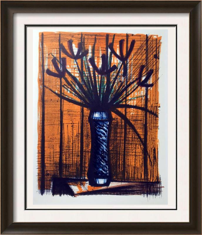 Bernard Buffet Irises Full Color Print, Executed in: Artist Name: Bernard Buffet | Title of Art: Plate Twenty Irises | Medium: Full Color Print, Executed in November 1967 on press of Fernand Moulet, Paris, France printed on velin Acropole by Papeteries 