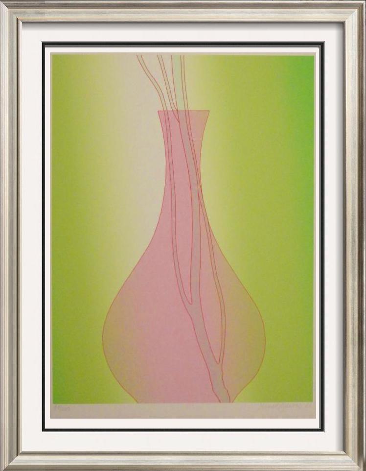 Vase With Flower Abstract Limited Edition Colorful Only: Greaves | Title Of Art: Vase 81 | Medium: Hand Signed By The Artist Serigraph On Paper | Edition Size: 40/200 | Unframed Size: 26X20 Inches | Offered Unframed. Framing presentation if shown is for con