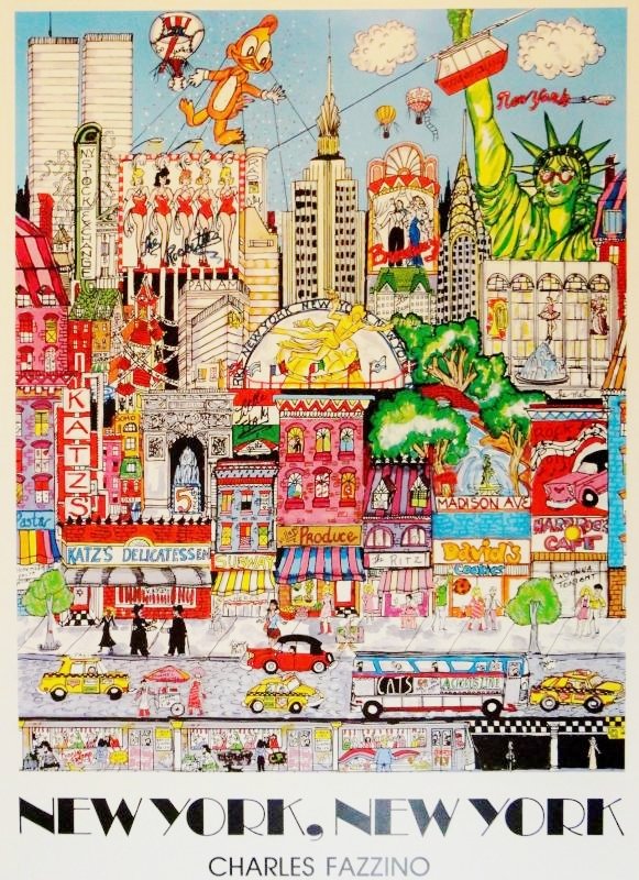 Charles Fazzino New York Liberty Pop Scene: Charles Fazzino Title of Art: New York New York Medium: Offset Lithograph on Paper Edition #: Open Unframed Size: 35 x 25 inches Framed Size: Unframed Value: $ 300