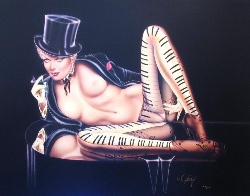 Le Femme Musical Nude Piano Olivia Signed Ltd Ed: Olivia Deberardinis | Title Of Art: La Femme Musicale | Medium: Hand Signed By The Artist Lithograph On Paper | Edition #: Of 325 | Unframed Size: 26 X 33 Inches | Framed Size: Unframed | Value: $ 120