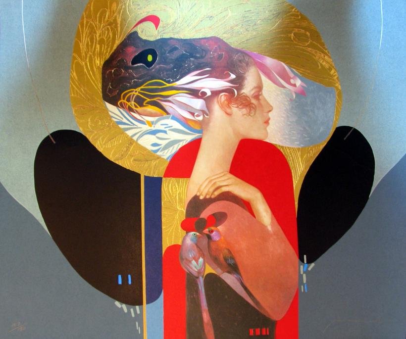 Lady Felix Mas Last One Rare Sold Out Edition Deco: Felix Mas | Title Of Art: The Lady | Medium: Hand Signed By The Artist Serigraph On Paper | Edition #: Of 150 | Unframed Size: 31 X 36 Inches | Framed Size: Unframed | Value: $ 1500