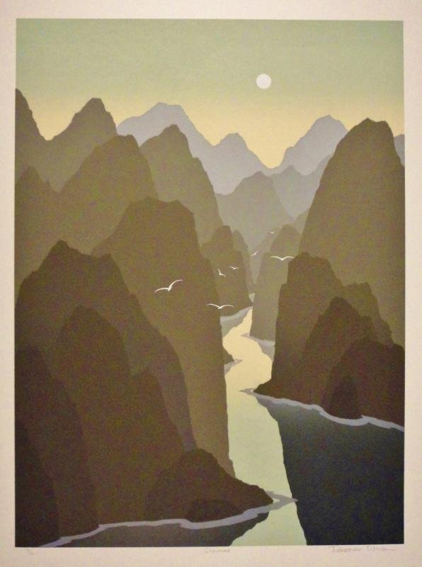 Southwestern Style Abstract Art Canyon Ltd Ed Sale: Robert Wilson | Title Of Art: Crevasse | Medium: Limited Edition Lithograph On Paper Hand Signed By The Artist | Edition Size: 26/300 | Unframed Size: 32 X 25 Inches | Framed Size: Unframed | Value: $