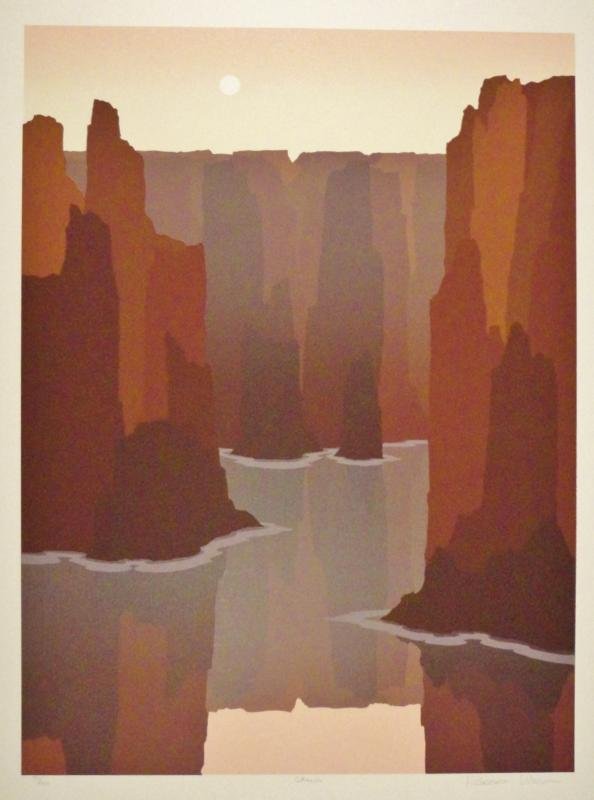 Southwestern Style Abstract Art Canyon Ltd Ed Sale: Robert Wilson | Title Of Art: Chasm | Medium: Hand Signed By The Artist Lithograph On Paper | Edition Size: 26/300 | Unframed Size: 32X25 Inches | Framed Size: Unframed | Value: $ 850