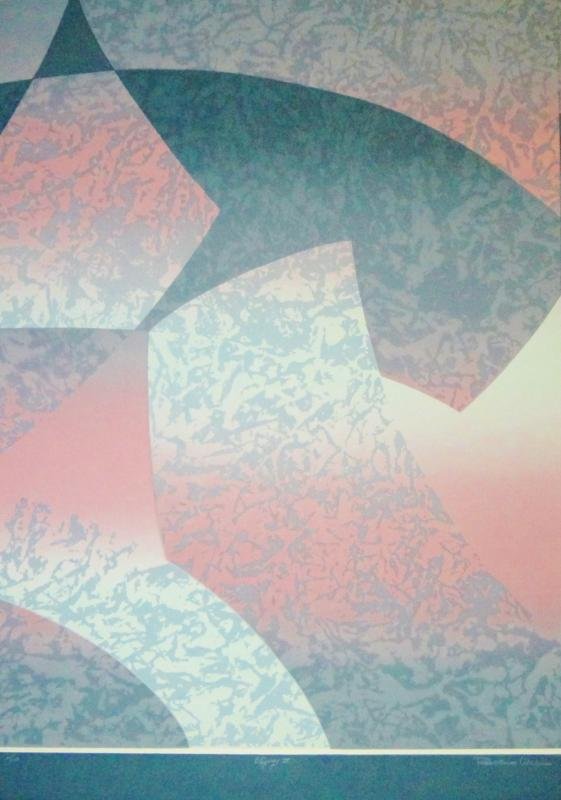 Abstract Geometric Modern Ltd Ed Rare Sale Only $80: Robert Wilson | Title Of Art: Odyssey Iii | Medium: Hand Signed By The Artist Serigraph On Paper | Edition Size: 20/100 | Unframed Size: 33X24 Inches | Framed Size: Unframed | Value: $ 450