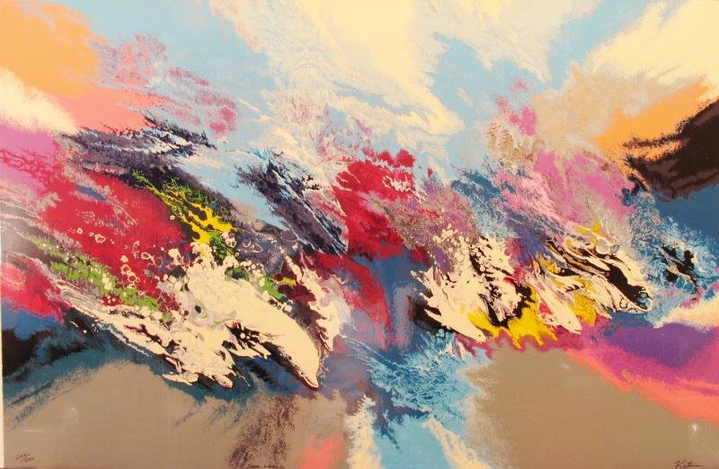 Dolphin Ocean Abstract Pop Ltd Ed Modern Signed Art: Robert Katona | Title Of Art: Sea World | Medium: Hand Signed By The Artist Lithograph On Paper Cover + 4 Plate Suite | Hand Signed In Pencil & Numbered On Plate 1 - Also Signed In Plate On All Others