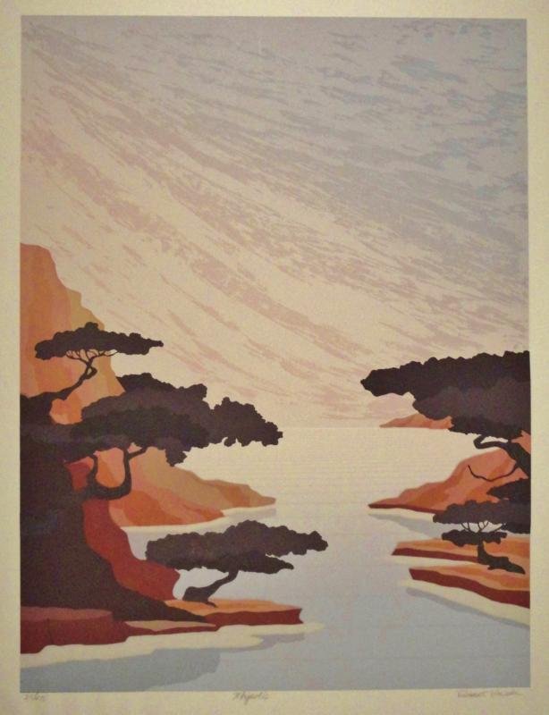 Abstract Cypress Trees Erath Tone Dealer Sale Beautiful: Robert Wilson | Title Of Art: Majestic | Medium: Hand Signed By The Artist Lithograph On Paper | Edition Size: 27/475 | Unframed Size: 33X25 Inches | Framed Size: Unframed | Value: $ 550