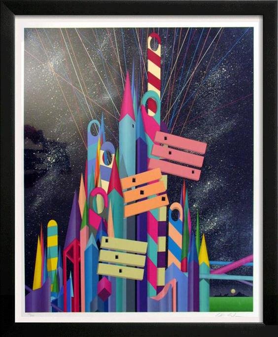 STAN SOLOMAN POP ART SIGNED LTD ED LIQUIDATION: Artist: STAN SOLOMON | Title of Art: FUTURE'S WAY | Medium: HAND SIGNED LIMITED EDITION SERIGRAPH ON PAPER | Edition Size: 173/300 | Art Size: 38x32 | Framed Size: Unframed | Value: $ 1000
