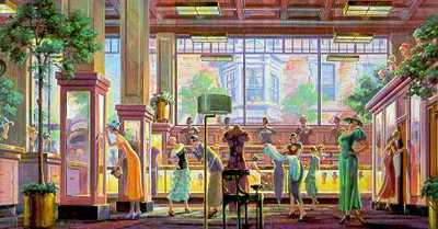 Art Deco Michael Young LIQUIDATION: Artist: MICHAEL YOUNGTitle of Art: LADIES READY TO WEARMedium: HAND SIGNED LIMITED EDITION SERIGRAPH ON PAPEREdition Size: 273/300Art Size: 23x42