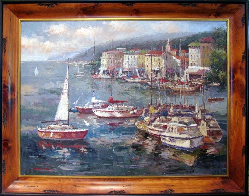 Boat Landscape Water Scenic ORIGINAL SIGNED PAINTING (1 of 2)
