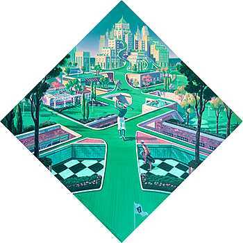 Golf Diamond Shape Rare Michael Young: Artist: MICHAEL YOUNGTitle of Art: GOLFMedium: HAND SIGNED LIMITED EDITION SERIGRAPH ON PAPEREdition: 141/300Art Size: 29x29Framed Size: Unfra