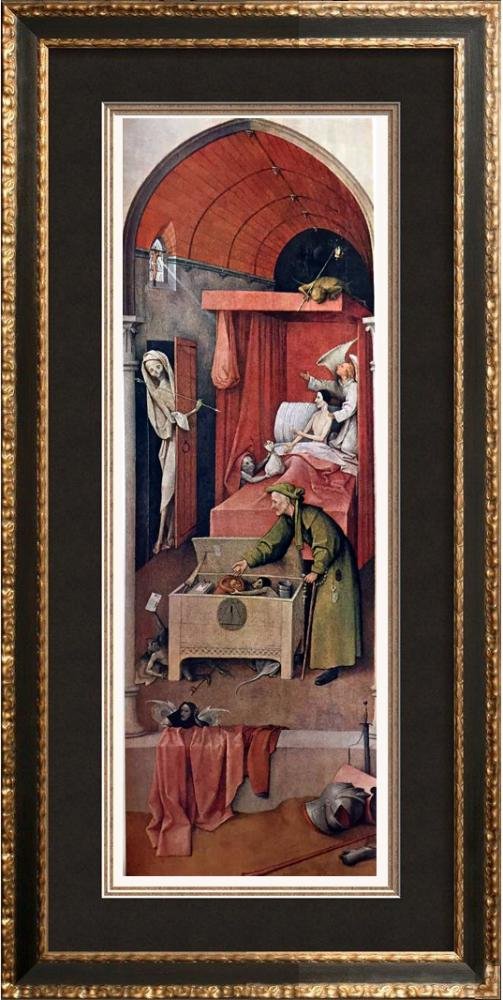 Hieronymus Bosch Death and the Miser c.1450-1516 Fine: Artist Name: Hieronymus Bosch | Title of Art: (Plate Fourteen) Death and the Miser c.1450-1516 | Medium: Fine Art Print from Museum Artist | Unsigned & Unnumbered | Art Size: Approx 8 x 10 | Offered U