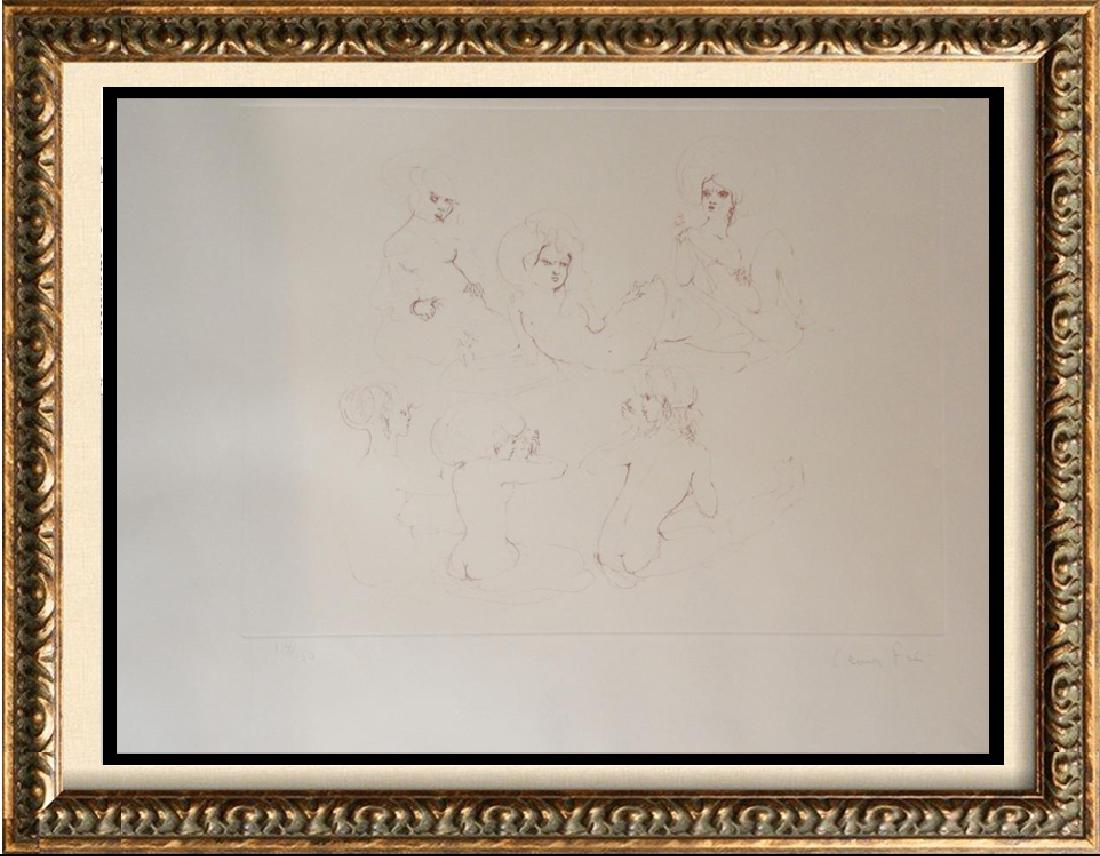 Leonor Fini Rare 1980 Images of Nude Etching Hand: Leonor Fini | Title of Art: c. 1980's Title Unknown, Image of Nudes | Medium: Hand Signed in Pencil Etching on Paper | Edition #: 114 of 150 | Unframed Size: 17 x 25 inches | Framed Size: Offered Unfr