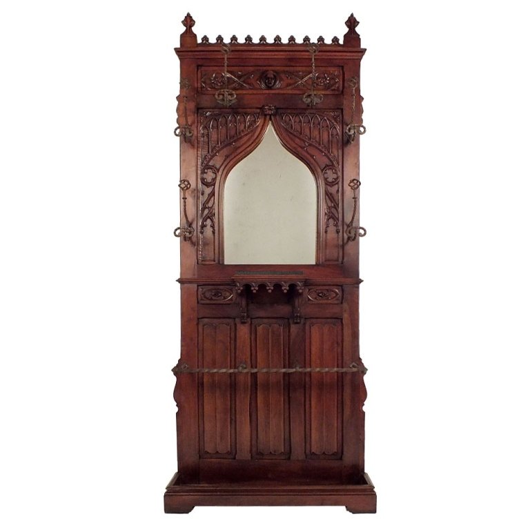 1900s Gothic-Style Hall Tree (1 of 1)