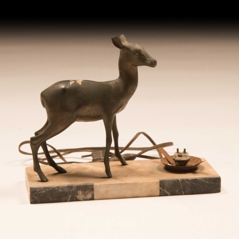 Circa 1920's Art Deco Lamp with Bronze and Marble (1 of 4)