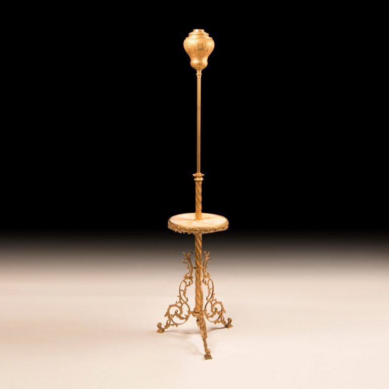 Early 20th Century Standing Gold Plated Lamp (1 of 3)