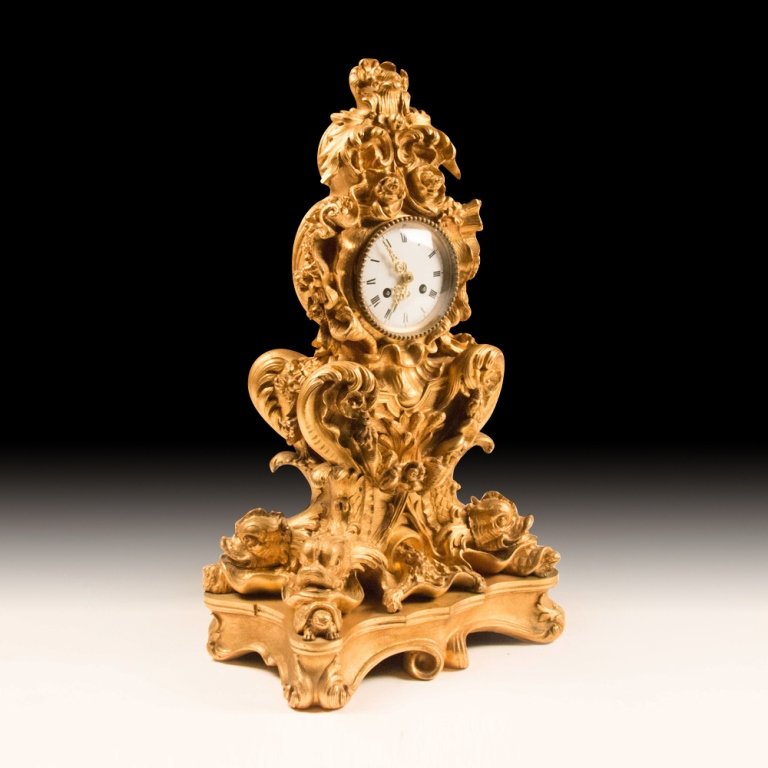 French Rococo-style Gold Plated Mantle Clock (1 of 7)