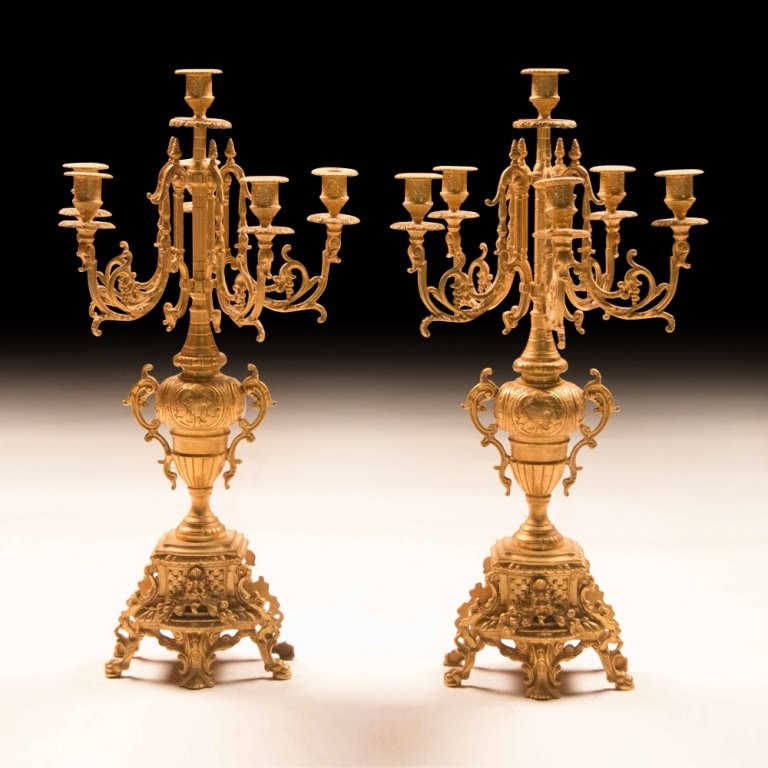 Louis XVI-style Bronze Gold Plating Candelabras (1 of 4)