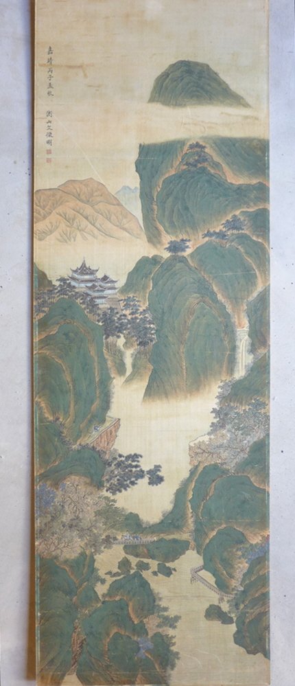 Chinese painting landscape by 文徵明: Chinese painting landscape by 文徵明(Wen Zhengming 1472-1559) in Ming Dynasty///Wen Zhengming was one of a number of Ming dynasty literati artists who set themselves in opposition to