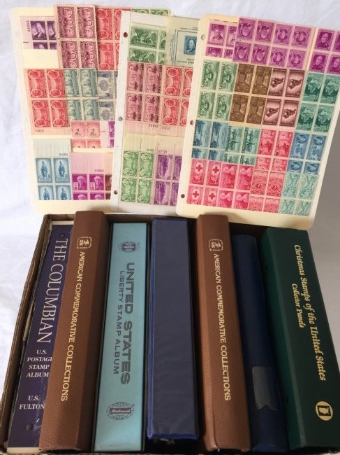 US Stamp Collection, US MNH plate blocks, Carton (1 of 1)