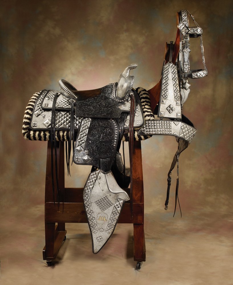 Edward H Bohlin Cluster Special Sterling Silver Pa: Dazzling, early 1950s Edward H Bohlin Cluster Special saddle made for legendary Los Angeles conservative TV anchorman, George Putnam and given to his daughter, Jil, an accomplished horsewoman from Sun