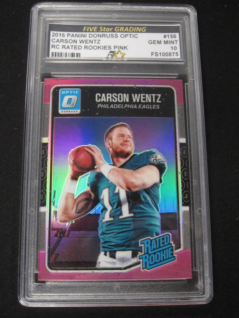 2016 DIONRUSS OPTIC CARSON WENTZ PINK RATED ROOKIE #156 GEM MINT 10 SPORTS CARD (1 of 1)