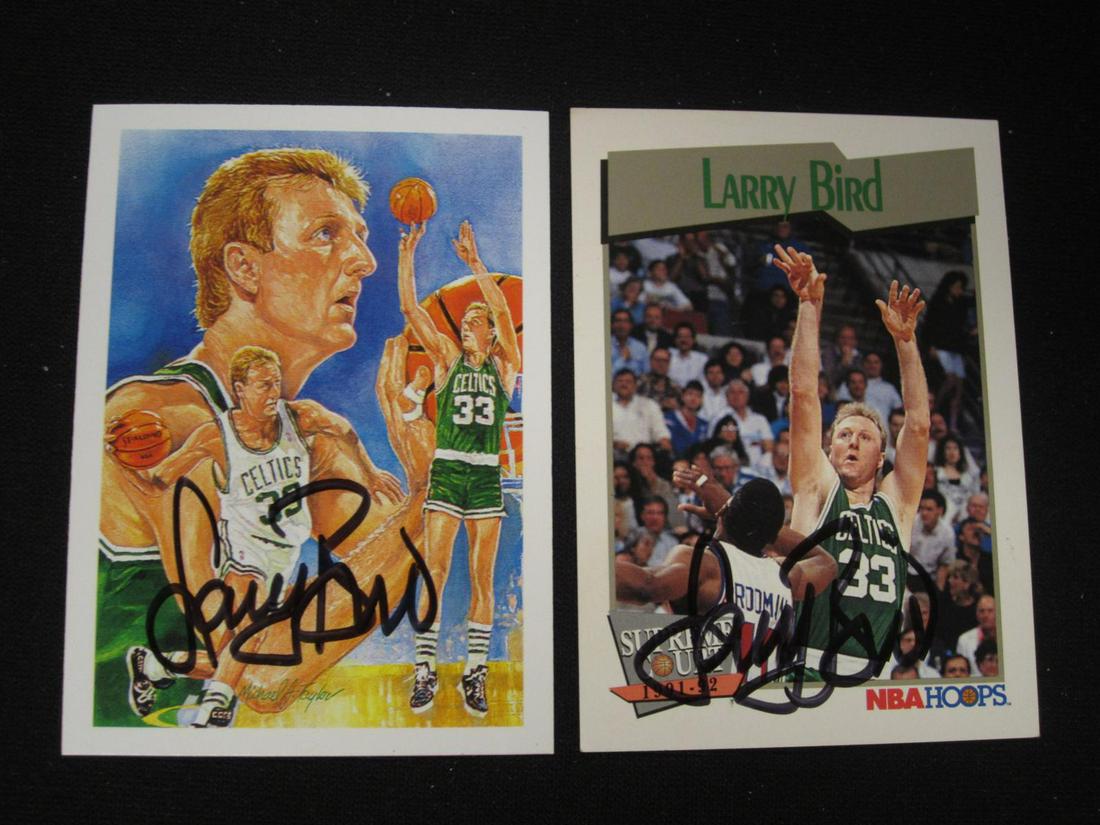 LOT OF 2 LARRY BIRD SIGNED TRADING CARDS WITH COA SPORTS CARD (1 of 2)