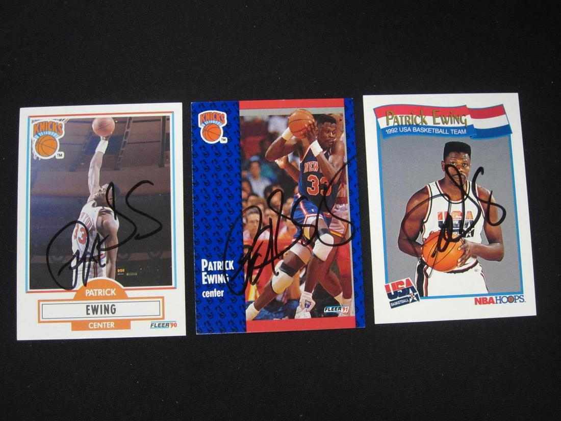 LOT OF 3 PATRICK EWING SIGNED TRADING CARDS WITH COA SPORTS CARD (1 of 2)